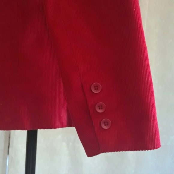 Red Corduroy Classic Single Breasted Women's Lined Blazer Single Button Sz XS - Picture 7 of 15
